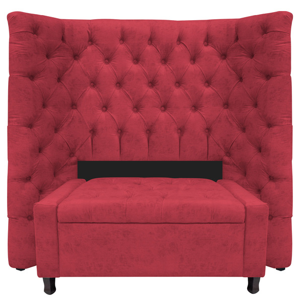 Kit Cabeceira E Calçadeira Baú Solteiro Everest P02 90 Cm Par