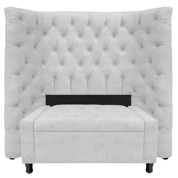 Kit Cabeceira E Calçadeira Baú Solteiro Everest P02 90 Cm Par