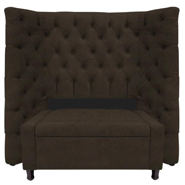 Kit Cabeceira E Calçadeira Baú Solteiro Everest P02 90 Cm Par