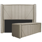 Kit Cabeceira E Calçadeira Baú Solteiro Minsk P02 90 Cm Para