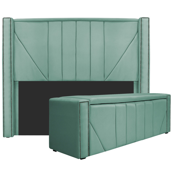 Kit Cabeceira E Calçadeira Baú Solteiro Minsk P02 90 Cm Para