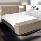 Kit Cabeceira E Calçadeira Cama Casal 140 Cm Elisa Linho Bege