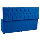 Kit Cabeceira E Calçadeira Cama Casal 140cm Madri Suede Azul