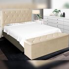 Kit Cabeceira E Calçadeira Cama King 195 Cm Elisa Suede Bege