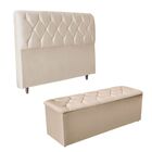 Kit Cabeceira E Calçadeira Cama King 195 Cm Elisa Veludo Bege