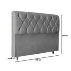 Kit Cabeceira E Calçadeira Cama King 195 Cm Yasmin Linho Cinza