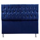 Kit Cabeceira E Calçadeira Cama King 195cm Madri Suede Azul