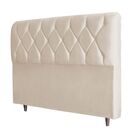 Kit Cabeceira E Calçadeira Cama Queen 160 Cm Elisa Suede Bege