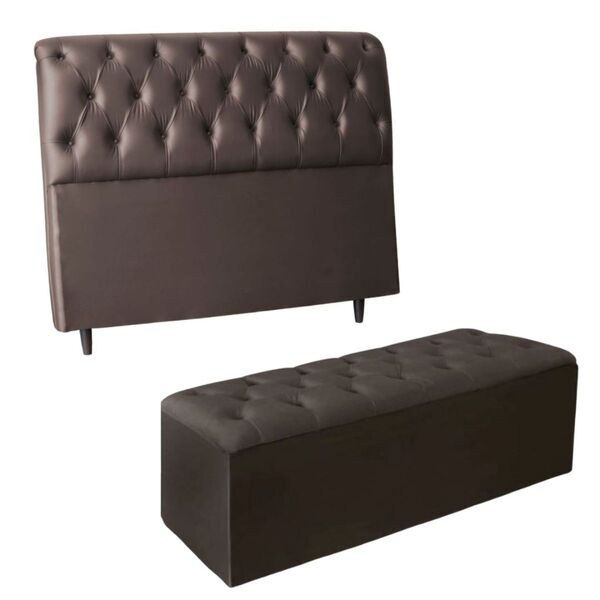 Kit Cabeceira E Calçadeira Cama Solteiro 90 Cm Raquel Veludo