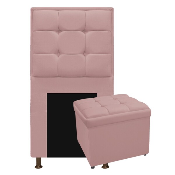 Kit Cabeceira E Calçadeira Copenhague 100 Cm Solteiro Suede R