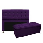 Kit Cabeceira E Calçadeira Copenhague 140 Cm Casal Suede Roxo