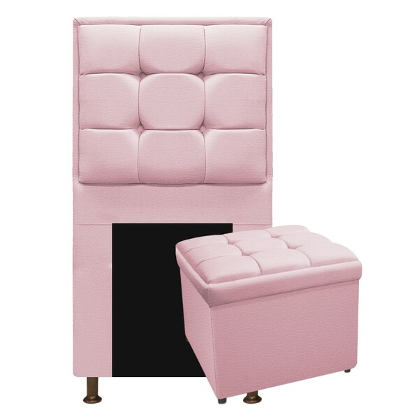 Kit Cabeceira E Calçadeira Copenhague 90 Cm Solteiro Corano R