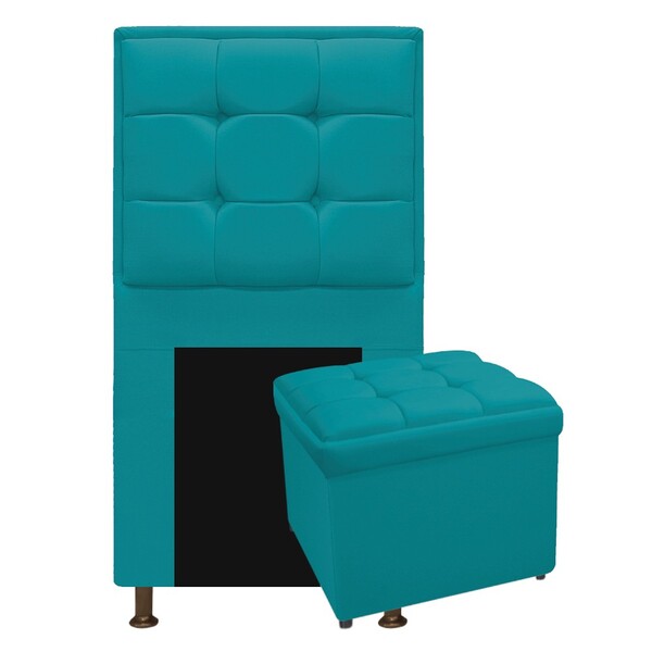 Kit Cabeceira E Calçadeira Copenhague 90 Cm Solteiro Suede Az