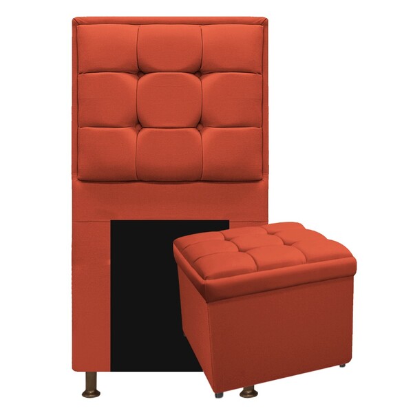 Kit Cabeceira E Calçadeira Copenhague 90 Cm Solteiro Suede Te