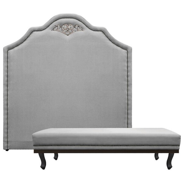 Kit Cabeceira E Calçadeira King Orlando P02 195 Cm Para Cama