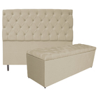 Kit Cabeceira E Calçadeira Liverpool 140 Cm Casal Corano Bege