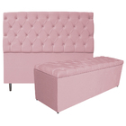 Kit Cabeceira E Calçadeira Liverpool 140 Cm Casal Corano Rosa