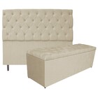 Kit Cabeceira E Calçadeira Liverpool 140 Cm Casal Linho Bege