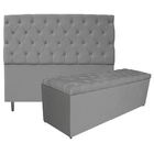 Kit Cabeceira E Calçadeira Liverpool 140 Cm Casal Suede Cinza