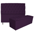 Kit Cabeceira E Calçadeira Liverpool 140 Cm Casal Suede Roxo
