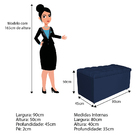 Kit Cabeceira E Calçadeira Liverpool 90 Cm Solteiro Suede Azu