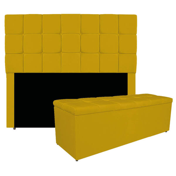 Kit Cabeceira E Calçadeira Manchester 140 Cm Casal Corano - A