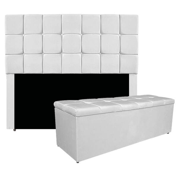 Kit Cabeceira E Calçadeira Manchester 140 Cm Casal Suede - Do