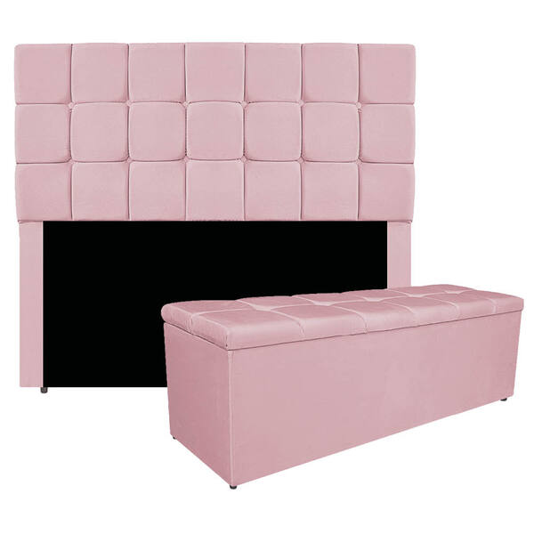 Kit Cabeceira E Calçadeira Manchester 195 Cm King Size Corano