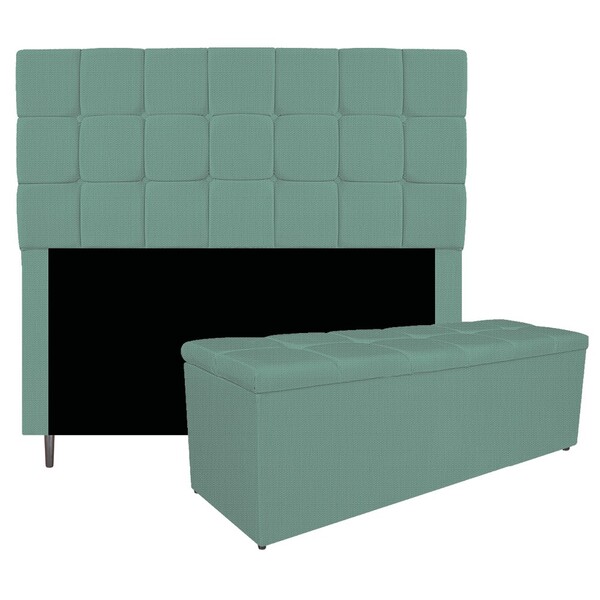 Kit Cabeceira E Calçadeira Manchester 195 Cm King Size Linho