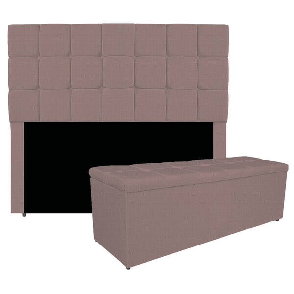 Kit Cabeceira E Calçadeira Manchester 195 Cm King Size Linho