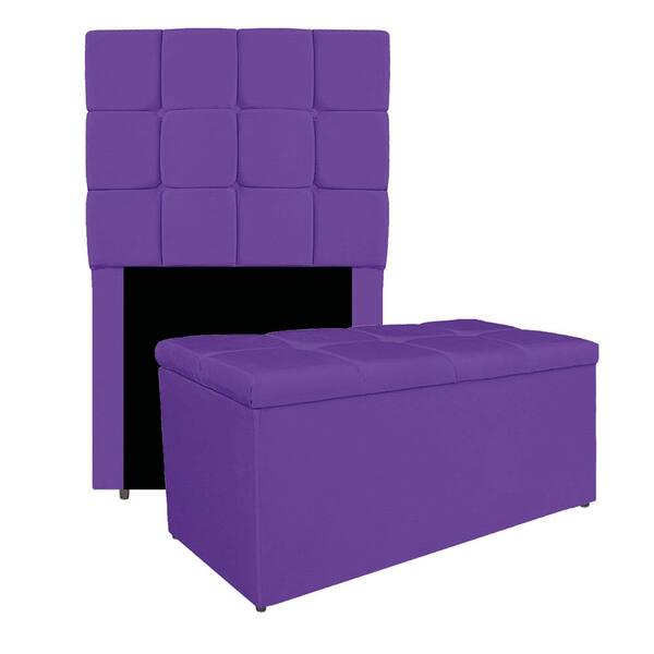 Kit Cabeceira E Calçadeira Manchester 90 Cm Solteiro Corano -