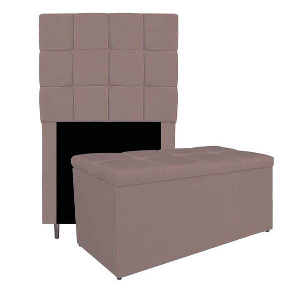 Kit Cabeceira E Calçadeira Manchester 90 Cm Solteiro Linho Ro