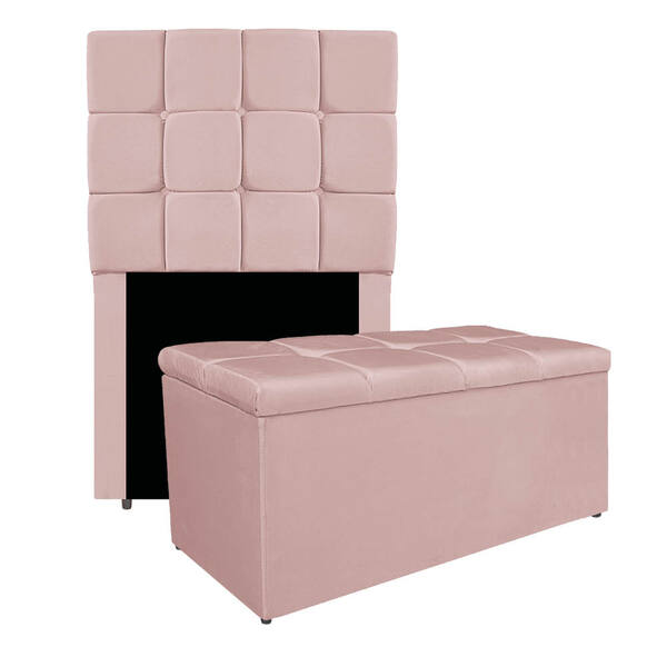 Kit Cabeceira E Calçadeira Manchester 90 Cm Solteiro Suede -