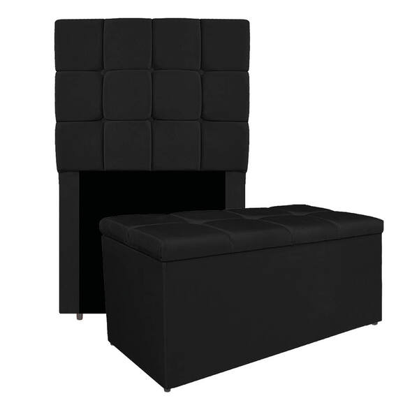 Kit Cabeceira E Calçadeira Manchester 90 Cm Solteiro Suede -