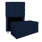 Kit Cabeceira E Calçadeira Manchester 90 Cm Solteiro Suede Az