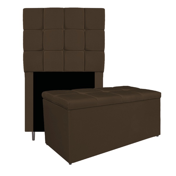 Kit Cabeceira E Calçadeira Manchester 90 Cm Solteiro Suede Ma