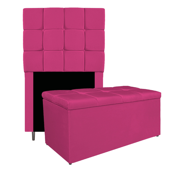 Kit Cabeceira E Calçadeira Manchester 90 Cm Solteiro Suede Pi