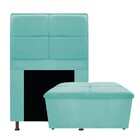 Kit Cabeceira E Calçadeira Munique 100 Cm Solteiro Suede Azul
