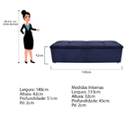 Kit Cabeceira E Calçadeira Munique 140 Cm Casal Corano Azul M