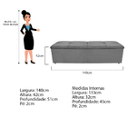 Kit Cabeceira E Calçadeira Munique 140 Cm Casal Corano Cinza