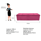 Kit Cabeceira E Calçadeira Munique 140 Cm Casal Corano Pink -