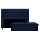 Kit Cabeceira E Calçadeira Munique 140 Cm Casal Suede Azul Ma