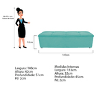 Kit Cabeceira E Calçadeira Munique 140 Cm Casal Suede Azul Ti