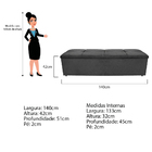 Kit Cabeceira E Calçadeira Munique 140 Cm Casal Suede Cinza -