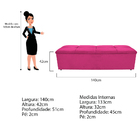 Kit Cabeceira E Calçadeira Munique 140 Cm Casal Suede Pink -