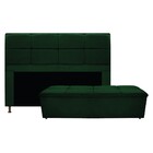 Kit Cabeceira E Calçadeira Munique 140 Cm Casal Suede Verde -