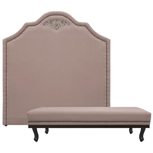 Kit Cabeceira E Calçadeira Queen Orlando P02 160 Cm Para Cama