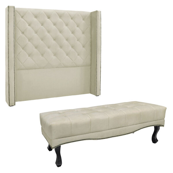 Kit Cabeceira E Calçadeira Recamier Casal 1 40m Vicenza Velud