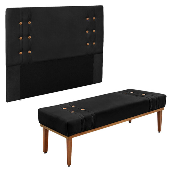 Kit Cabeceira E Calçadeira Recamier King 1 95m Gênova Suede -