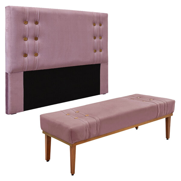 Kit Cabeceira E Calçadeira Recamier King 1 95m Gênova Veludo